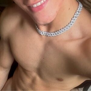 New 20” crystal bling silver Cuban link urban stylish heavy necklace chain hot